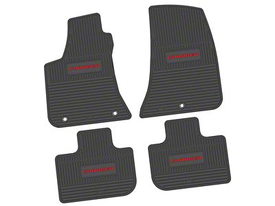 FLEXTREAD Factory Floorpan Fit Custom Vintage Scene Front and Rear Floor Mats with Red Charger Insert; Black (11-23 RWD Charger)