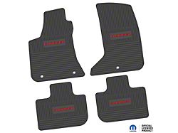 Factory Floorpan Fit Custom Vintage Scene Front and Rear Floor Mats with Red Charger Insert; Black (11-23 AWD Charger)