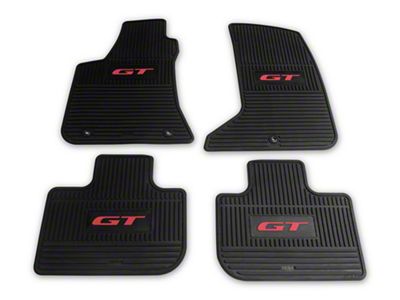 Factory Floorpan Fit Custom Vintage Scene Front and Rear Floor Mats with Red GT Insert; Black (11-23 AWD Charger)