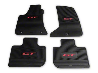 FLEXTREAD Factory Floorpan Fit Custom Vintage Scene Front and Rear Floor Mats with Red GT Insert; Black (11-23 AWD Charger)