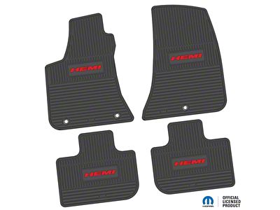 FLEXTREAD Factory Floorpan Fit Custom Vintage Scene Front and Rear Floor Mats with Red HEMI Insert; Black (11-23 RWD Charger)