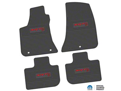Factory Floorpan Fit Custom Vintage Scene Front and Rear Floor Mats with Red SRT Hellcat Insert; Black (11-23 RWD Charger)
