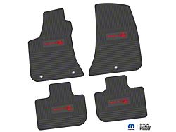 Factory Floorpan Fit Custom Vintage Scene Front and Rear Floor Mats with Red SRT Superbee Insert; Black (11-23 RWD Charger)