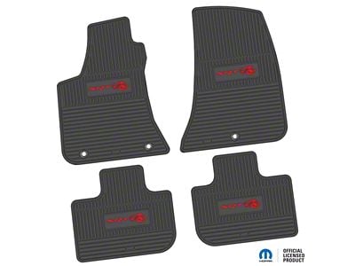 FLEXTREAD Factory Floorpan Fit Custom Vintage Scene Front and Rear Floor Mats with Red SRT Superbee Insert; Black (11-23 RWD Charger)