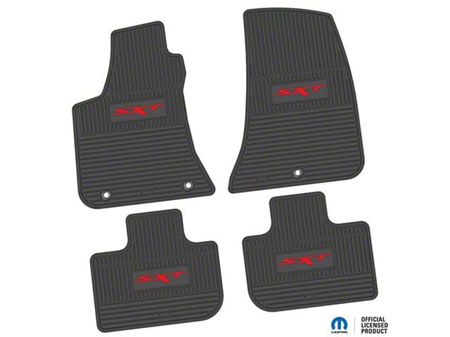 FLEXTREAD Factory Floorpan Fit Custom Vintage Scene Front and Rear Floor Mats with Red SXT Insert; Black (11-23 RWD Charger)