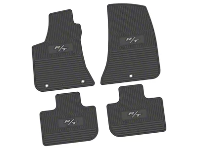 FLEXTREAD Factory Floorpan Fit Custom Vintage Scene Front and Rear Floor Mats with Silver 2008 R/T Insert; Black (11-23 RWD Charger)