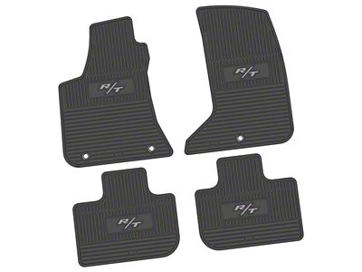 Factory Floorpan Fit Custom Vintage Scene Front and Rear Floor Mats with Silver 2008 R/T Insert; Black (11-23 AWD Charger)