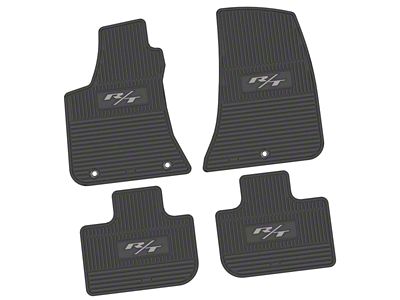 FLEXTREAD Factory Floorpan Fit Custom Vintage Scene Front and Rear Floor Mats with Silver 2015 R/T Insert; Black (11-23 RWD Charger)