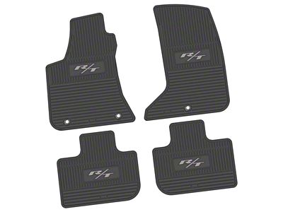 Factory Floorpan Fit Custom Vintage Scene Front and Rear Floor Mats with Silver 2015 R/T Insert; Black (11-23 AWD Charger)