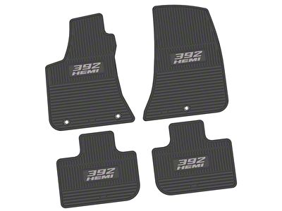 FLEXTREAD Factory Floorpan Fit Custom Vintage Scene Front and Rear Floor Mats with Silver 392 HEMI Insert; Black (11-23 RWD Charger)