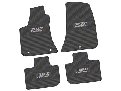 Factory Floorpan Fit Custom Vintage Scene Front and Rear Floor Mats with Silver 392 HEMI Insert; Black (11-23 RWD Charger)