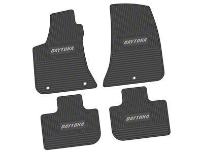 Factory Floorpan Fit Custom Vintage Scene Front and Rear Floor Mats with Silver Daytona Insert; Black (11-23 RWD Charger)
