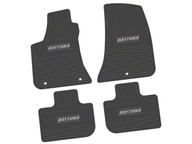 FLEXTREAD Factory Floorpan Fit Custom Vintage Scene Front and Rear Floor Mats with Silver Daytona Insert; Black (11-23 RWD Charger)