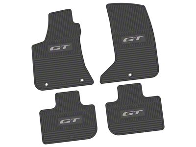 Factory Floorpan Fit Custom Vintage Scene Front and Rear Floor Mats with Silver GT Insert; Black (11-23 AWD Charger)