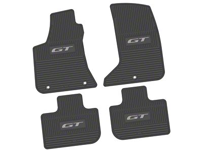 FLEXTREAD Factory Floorpan Fit Custom Vintage Scene Front and Rear Floor Mats with Silver GT Insert; Black (11-23 AWD Charger)