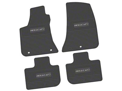 Factory Floorpan Fit Custom Vintage Scene Front and Rear Floor Mats with Silver Hellcat Insert; Black (11-23 RWD Charger)