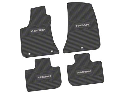 Factory Floorpan Fit Custom Vintage Scene Front and Rear Floor Mats with Silver HEMI Insert; Black (11-23 RWD Charger)