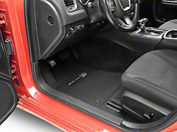 Factory Floorpan Fit Custom Vintage Scene Front and Rear Floor Mats with Silver Scat Pack Insert; Black (11-23 RWD Charger)