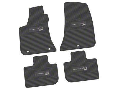 Factory Floorpan Fit Custom Vintage Scene Front and Rear Floor Mats with Silver Scat Pack Insert; Black (11-23 RWD Charger)