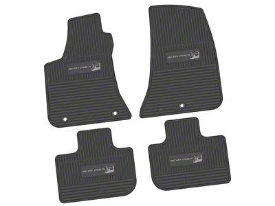 FLEXTREAD Factory Floorpan Fit Custom Vintage Scene Front and Rear Floor Mats with Silver Scat Pack Insert; Black (11-23 RWD Charger)