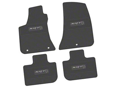 FLEXTREAD Factory Floorpan Fit Custom Vintage Scene Front and Rear Floor Mats with Silver SRT Hellcat Insert; Black (11-23 RWD Charger)