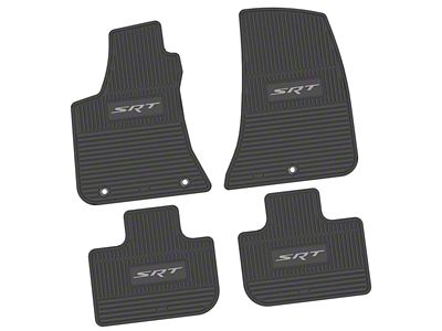 Factory Floorpan Fit Custom Vintage Scene Front and Rear Floor Mats with Silver SRT Insert; Black (11-23 RWD Charger)
