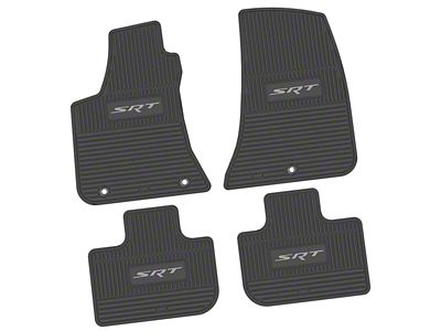 FLEXTREAD Factory Floorpan Fit Custom Vintage Scene Front and Rear Floor Mats with Silver SRT Insert; Black (11-23 RWD Charger)