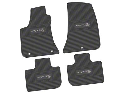 Factory Floorpan Fit Custom Vintage Scene Front and Rear Floor Mats with Silver SRT Superbee Insert; Black (11-23 RWD Charger)