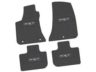 Factory Floorpan Fit Custom Vintage Scene Front and Rear Floor Mats with Silver SXT Insert; Black (11-23 RWD Charger)