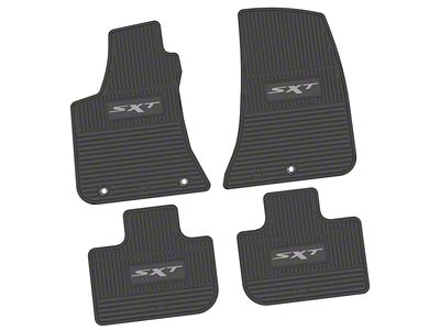 FLEXTREAD Factory Floorpan Fit Custom Vintage Scene Front and Rear Floor Mats with Silver SXT Insert; Black (11-23 RWD Charger)