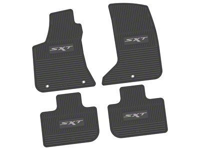 FLEXTREAD Factory Floorpan Fit Custom Vintage Scene Front and Rear Floor Mats with Silver SXT Insert; Black (11-23 AWD Charger)