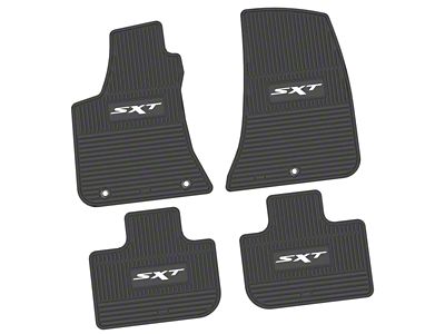 Factory Floorpan Fit Custom Vintage Scene Front and Rear Floor Mats with White SXT Insert; Black (11-23 RWD Charger)