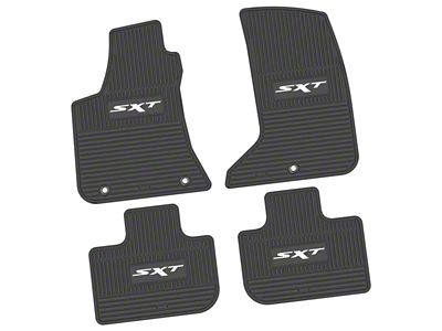 Factory Floorpan Fit Custom Vintage Scene Front and Rear Floor Mats with White SXT Insert; Black (11-23 AWD Charger)