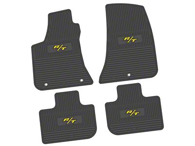 FLEXTREAD Factory Floorpan Fit Custom Vintage Scene Front and Rear Floor Mats with Yellow 2008 R/T Insert; Black (11-23 RWD Charger)