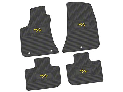 Factory Floorpan Fit Custom Vintage Scene Front and Rear Floor Mats with Yellow 2008 R/T Insert; Black (11-23 RWD Charger)
