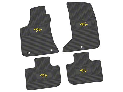 Factory Floorpan Fit Custom Vintage Scene Front and Rear Floor Mats with Yellow 2008 R/T Insert; Black (11-23 AWD Charger)