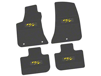 Factory Floorpan Fit Custom Vintage Scene Front and Rear Floor Mats with Yellow 2015 R/T Insert; Black (11-23 RWD Charger)