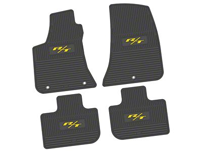 FLEXTREAD Factory Floorpan Fit Custom Vintage Scene Front and Rear Floor Mats with Yellow 2015 R/T Insert; Black (11-23 RWD Charger)