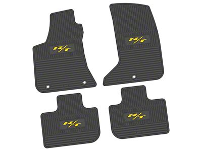 Factory Floorpan Fit Custom Vintage Scene Front and Rear Floor Mats with Yellow 2015 R/T Insert; Black (11-23 AWD Charger)