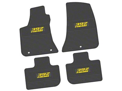 Factory Floorpan Fit Custom Vintage Scene Front and Rear Floor Mats with Yellow 392 HEMI Insert; Black (11-23 RWD Charger)