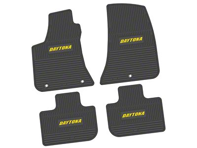 FLEXTREAD Factory Floorpan Fit Custom Vintage Scene Front and Rear Floor Mats with Yellow Daytona Insert; Black (11-23 RWD Charger)