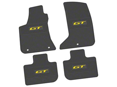 FLEXTREAD Factory Floorpan Fit Custom Vintage Scene Front and Rear Floor Mats with Yellow GT Insert; Black (11-23 AWD Charger)