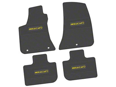 FLEXTREAD Factory Floorpan Fit Custom Vintage Scene Front and Rear Floor Mats with Yellow Hellcat Insert; Black (11-23 RWD Charger)