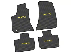 Factory Floorpan Fit Custom Vintage Scene Front and Rear Floor Mats with Yellow SRT Hellcat Insert; Black (11-23 RWD Charger)
