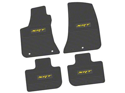 Factory Floorpan Fit Custom Vintage Scene Front and Rear Floor Mats with Yellow SRT Insert; Black (11-23 RWD Charger)