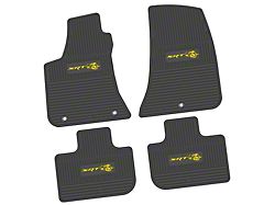 Factory Floorpan Fit Custom Vintage Scene Front and Rear Floor Mats with Yellow SRT Superbee Insert; Black (11-23 RWD Charger)