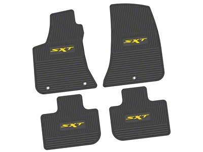 Factory Floorpan Fit Custom Vintage Scene Front and Rear Floor Mats with Yellow SXT Insert; Black (11-23 RWD Charger)