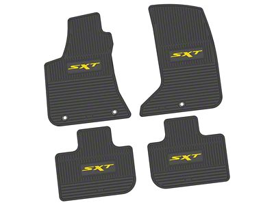 Factory Floorpan Fit Custom Vintage Scene Front and Rear Floor Mats with Yellow SXT Insert; Black (11-23 AWD Charger)