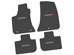 FLEXTREAD Factory Floorpan Fit Custom Vintage Scene Front and Rear Floor Mats with Dodge Stripe Insert; Black (11-23 AWD Charger)