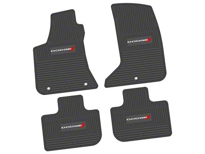 FLEXTREAD Factory Floorpan Fit Custom Vintage Scene Front and Rear Floor Mats with Dodge Stripe Insert; Black (11-23 AWD Charger)